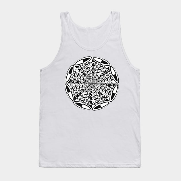 Circle Pop Mandala - Intricate Black and White Digital Illustration, Vibrant and Eye-catching Design, Perfect gift idea for printing on shirts, wall art, home decor, stationary, phone cases and more. Tank Top by cherdoodles